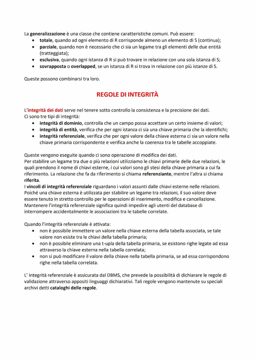 IL DATABASE E DBMS
Un database può essere considerato come una raccolta di dati logicamente correlati, utilizzata per
modellare una realtà.
