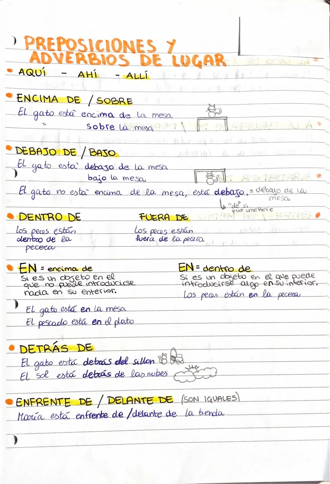 Ejercicios de Preposiciones de Lugar y Adverbios en Español - PDF y Wordwall