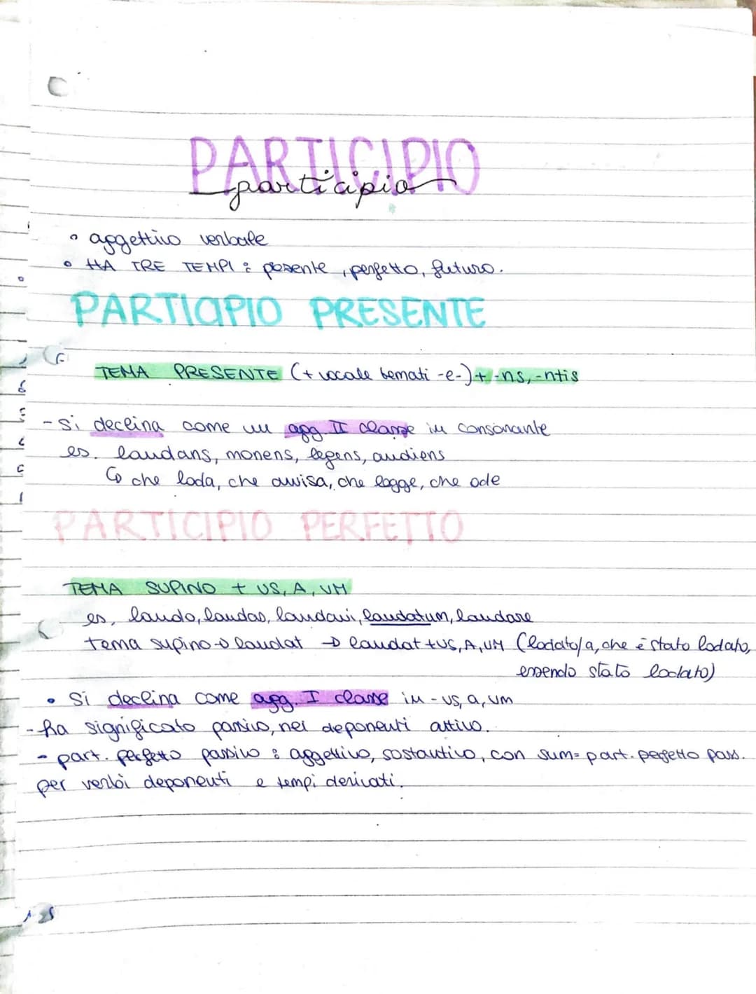 2
с
PARTICIPIO
0
aggettivo verbale
• HA TRE TEMPI : posente, perfetto, futuro.
PARTICIPIO PRESENTE
тема PRESENTE (+ vocale bemati -e-) +-ns,