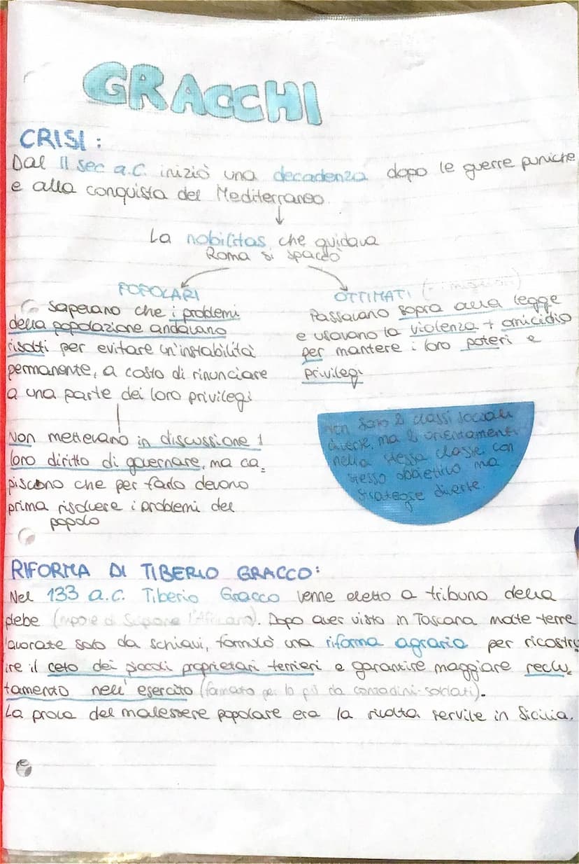 GRACCHI
CRISI:
Dal 11 sec a.c. iniziò una decadenza dopo le
e alla conquista del Mediterraneo
La nobilitas che quidava
Roma si spaceo
POPOLA