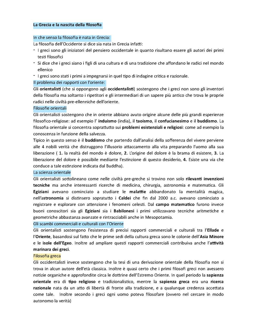 La Grecia e la nascita della filosofia