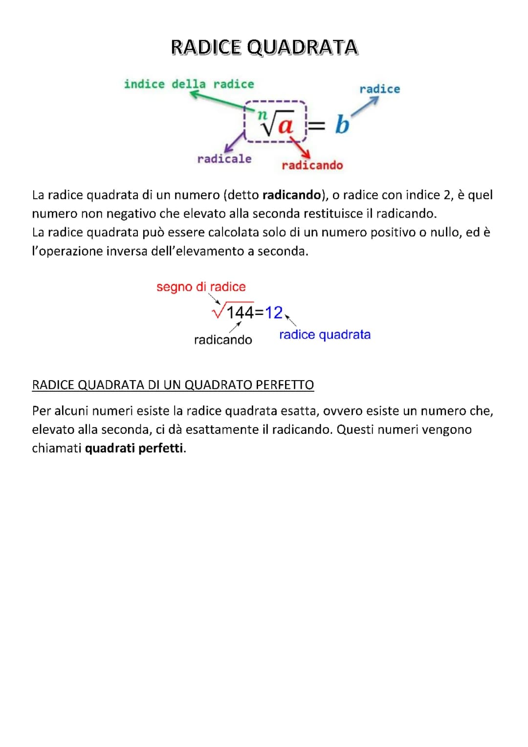 Radice Quadrata Spiegazione: Calcolo a Mano e Online per Scuola Media