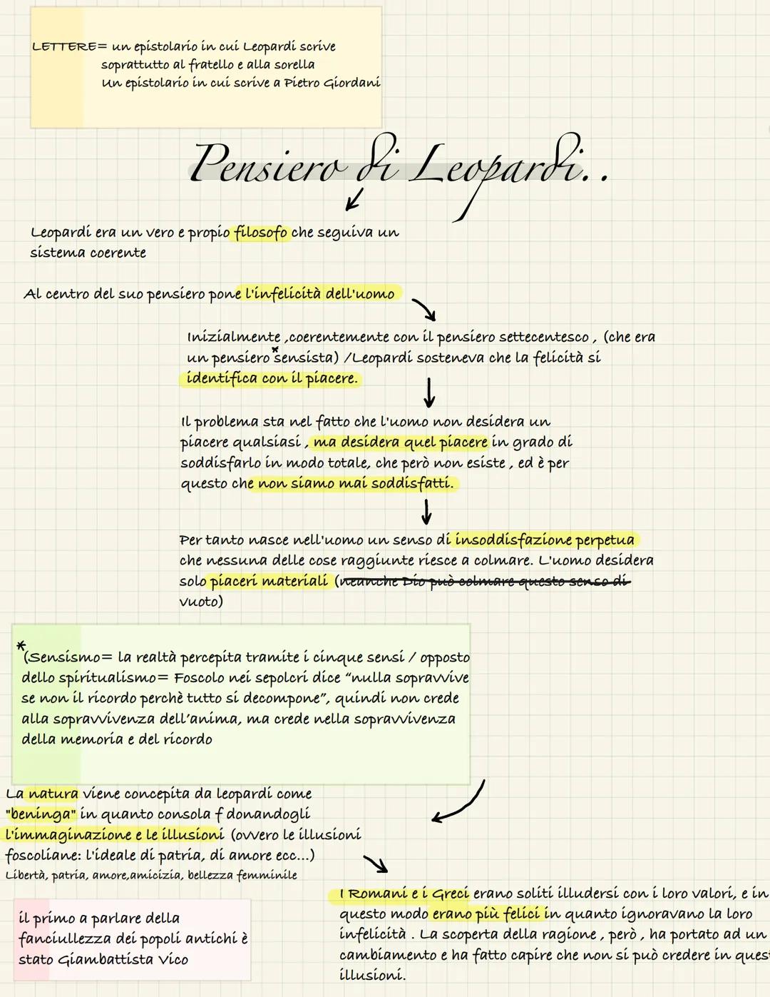 LETTERE= un epistolario in cui Leopardi scrive
soprattutto al fratello e alla sorella
un epistolario in cui scrive a Pietro Giordani
Pensier