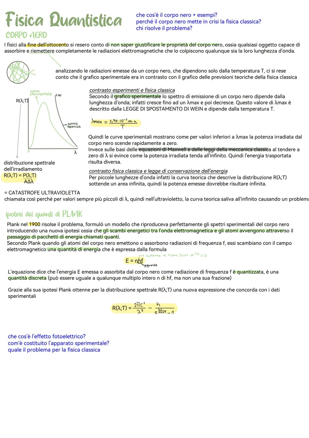 Fisica Quantistica
CORPO MERO
I fisici alla fine dell'ottocento si resero conto di non saper giustificare le proprietà del corpo nero, ossia
