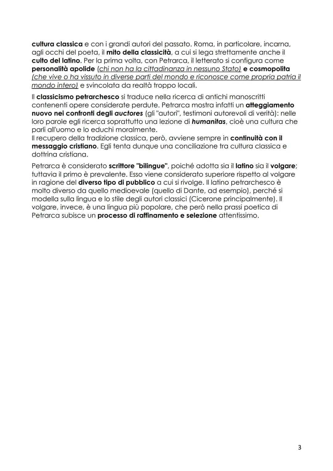 Petrarca
1. La vita
Gli studi e la formazione
Francesco Petrarca nasce ad Arezzo nel 1304. É il figlio di Ser Petracco, un notaio
fiorentino