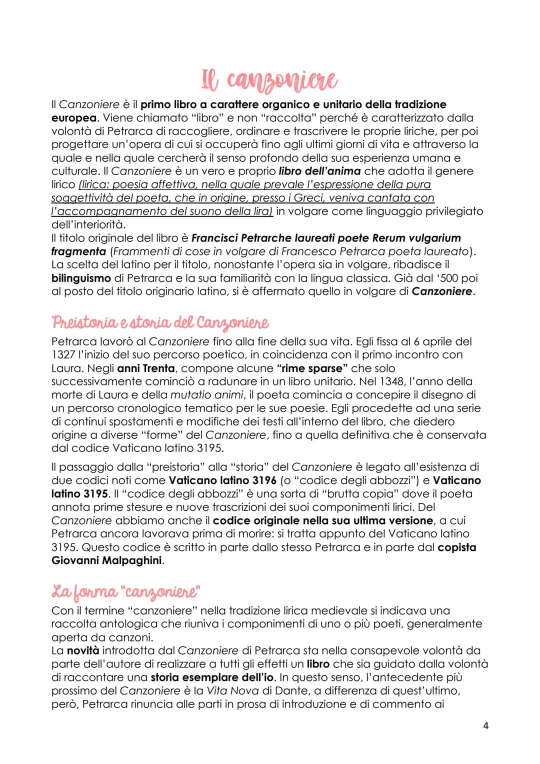 Petrarca
1. La vita
Gli studi e la formazione
Francesco Petrarca nasce ad Arezzo nel 1304. É il figlio di Ser Petracco, un notaio
fiorentino