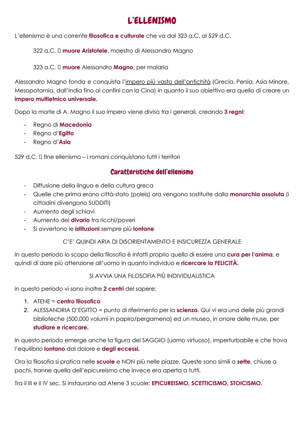 L'Ellenismo: Filosofie e Caratteristiche Principali