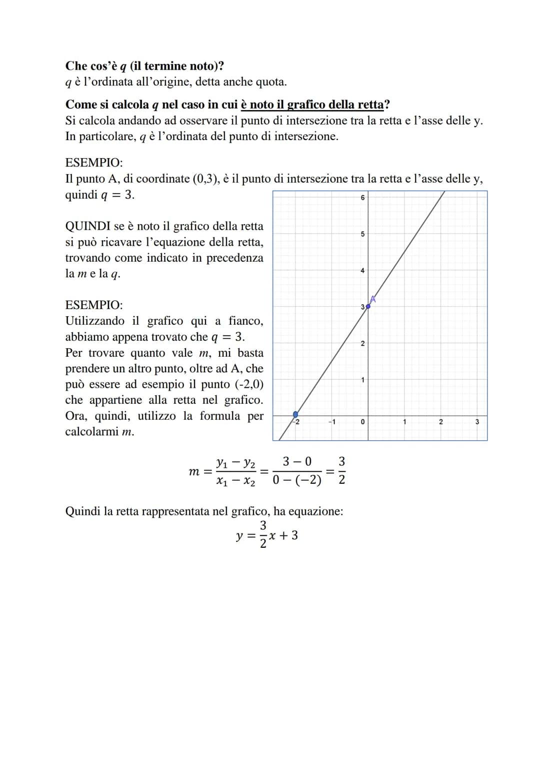 LE RETTE
Equazione generica in forma esplicita di una retta:
y = mx + q
Che cos'è m (il coefficiente della x)?
m rappresenta la pendenza del