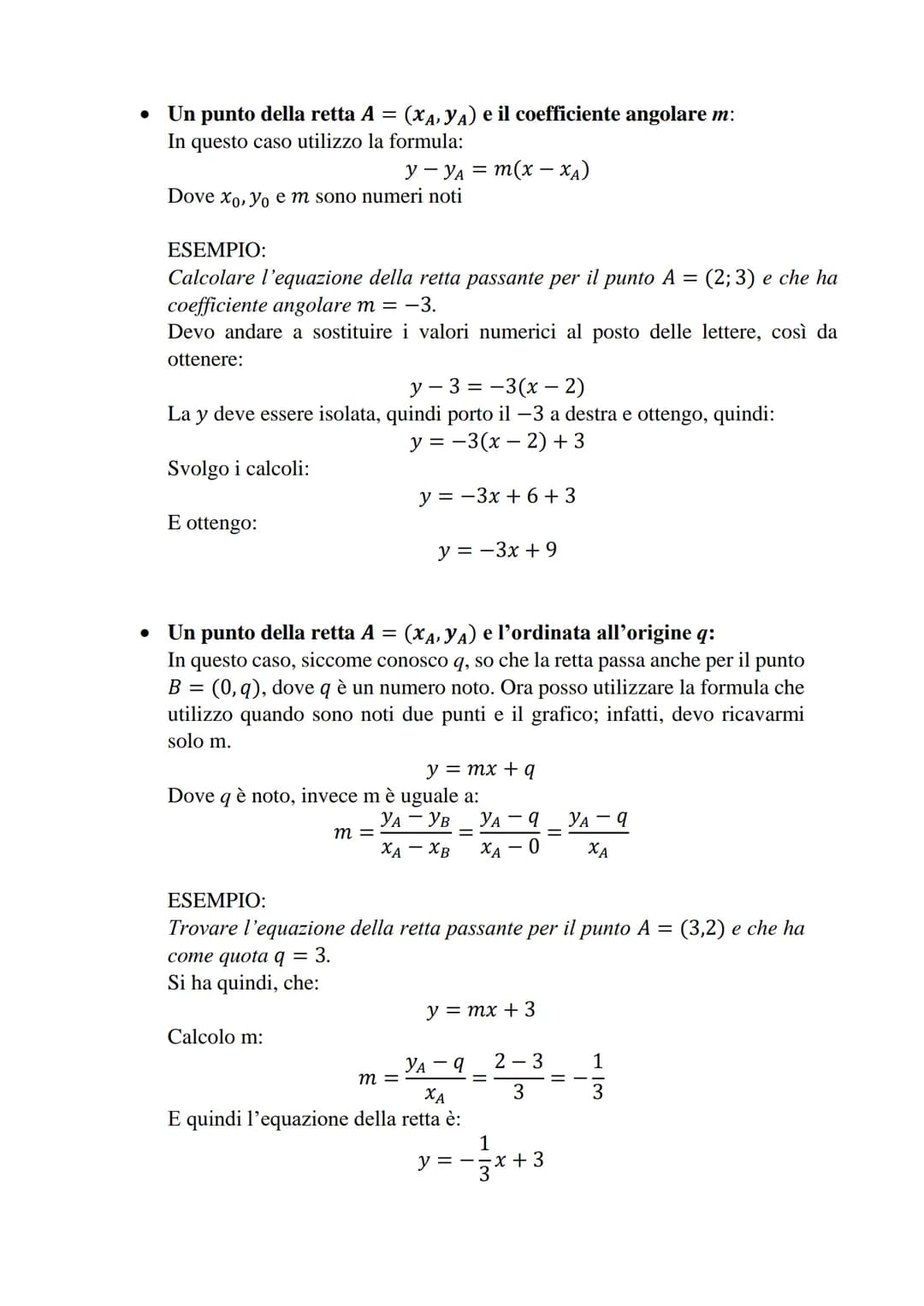 LE RETTE
Equazione generica in forma esplicita di una retta:
y = mx + q
Che cos'è m (il coefficiente della x)?
m rappresenta la pendenza del