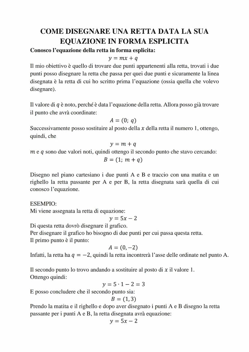 LE RETTE
Equazione generica in forma esplicita di una retta:
y = mx + q
Che cos'è m (il coefficiente della x)?
m rappresenta la pendenza del