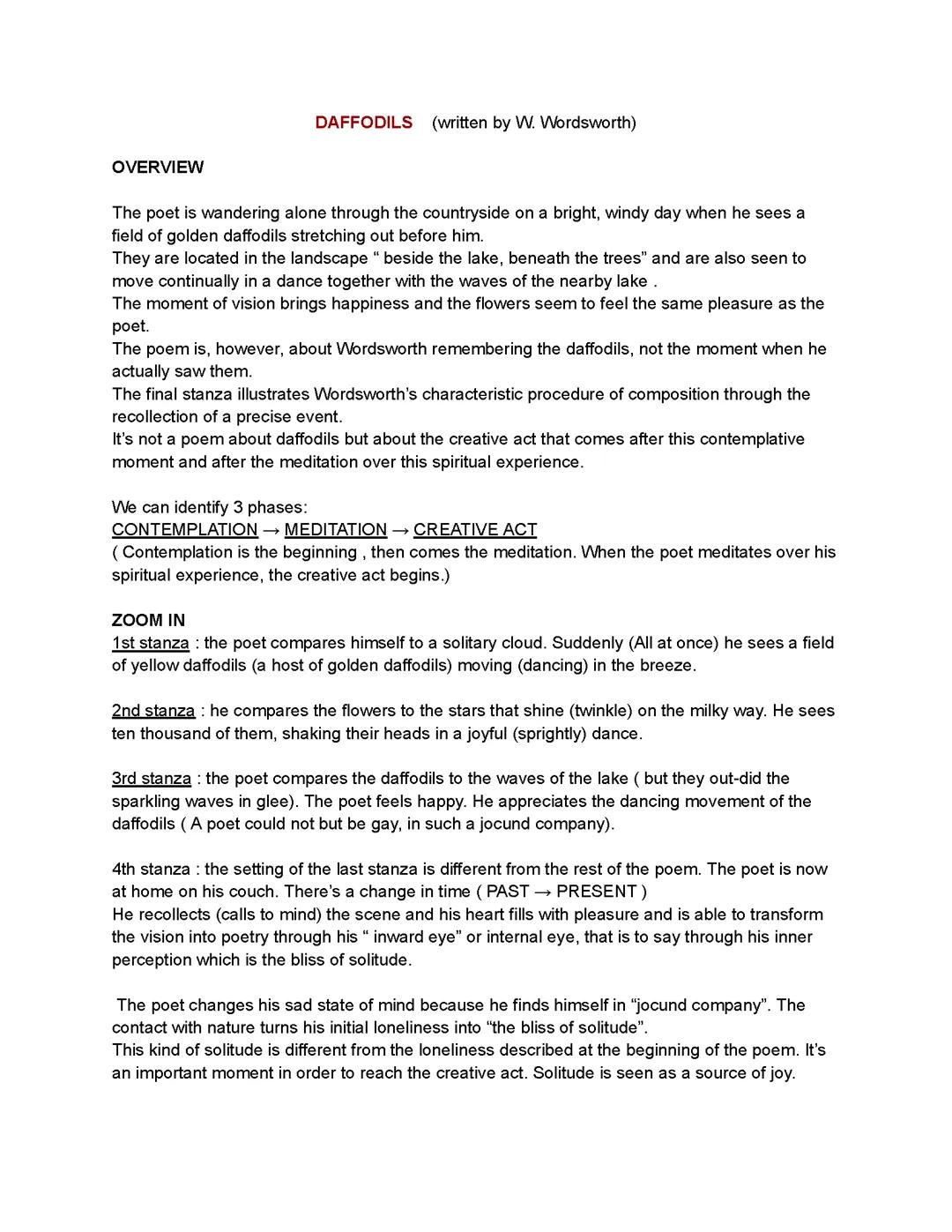 Analisi della Poesia 'Daffodils' di Wordsworth