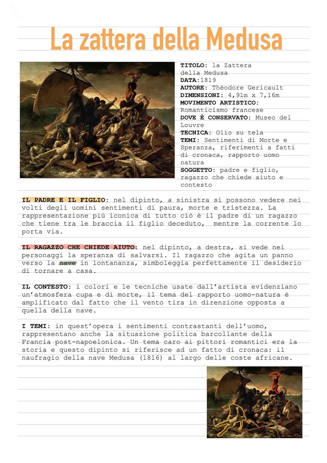 
<p>La Zattera della Medusa è un dipinto realizzato da Théodore Géricault nel 1819. Quest'opera fa parte del movimento artistico del Romanti