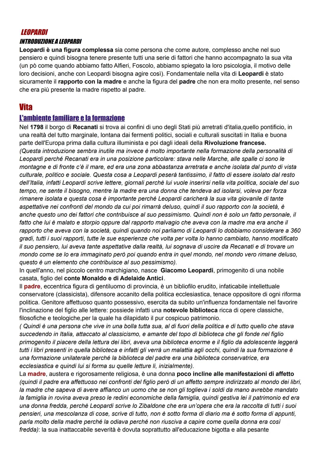 LEOPARDI
INTRODUZIONE A LEOPARDI
Leopardi è una figura complessa sia come persona che come autore, complesso anche nel suo
pensiero e quindi