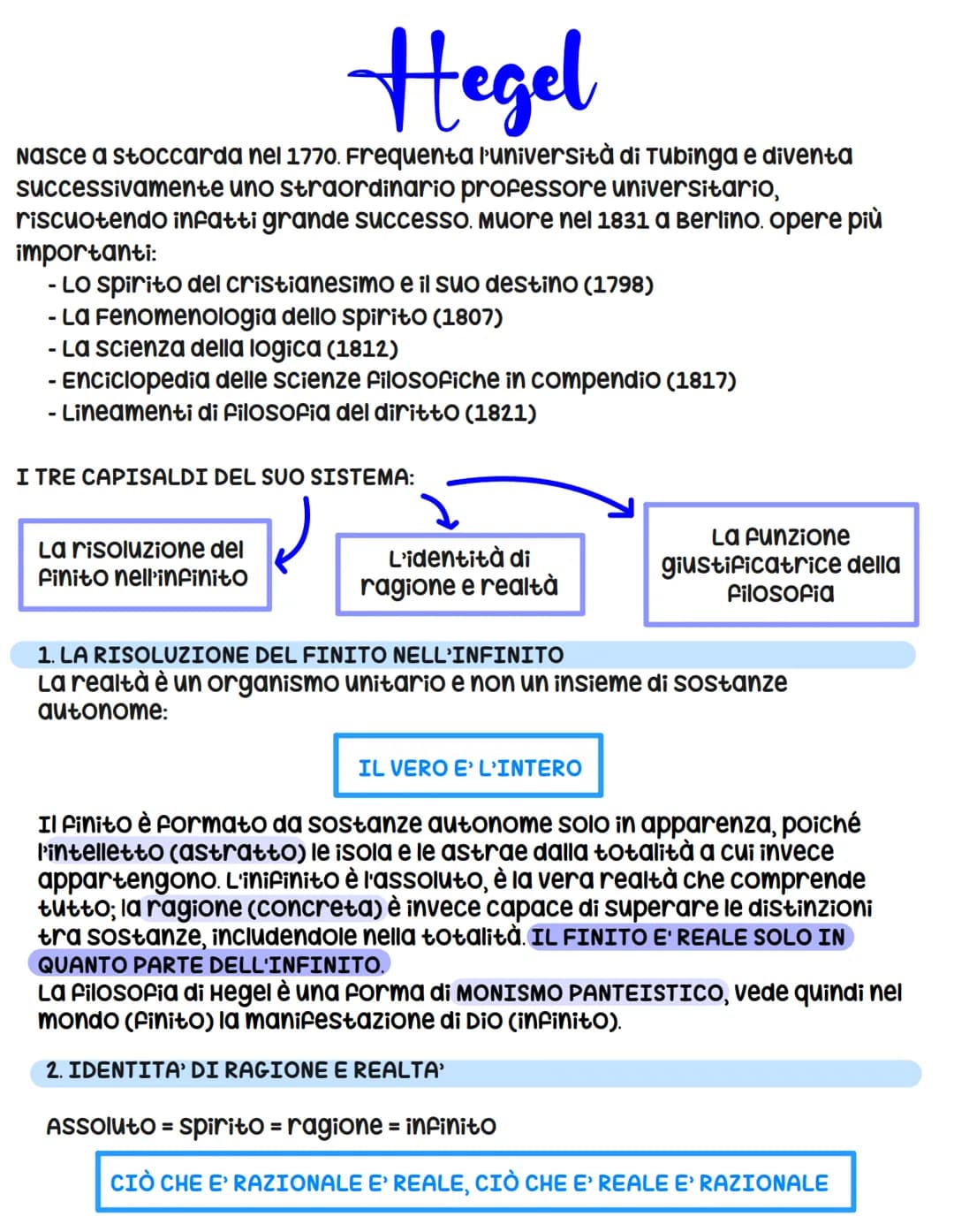 Hegel
Nasce a stoccarda nel 1770. Frequenta l'università di Tubinga e diventa
successivamente uno straordinario professore universitario,
ri