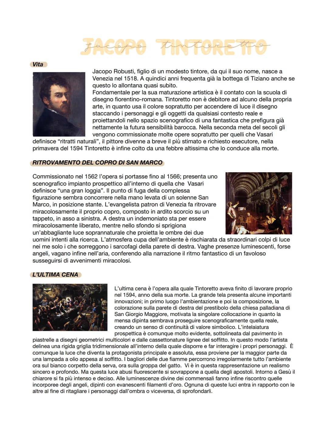 
<p>Jacopo Robusti, figlio di un modesto tintore, da cui il suo nome, è nato a Venezia nel 1518. A quindici anni ha cominciato a frequentare