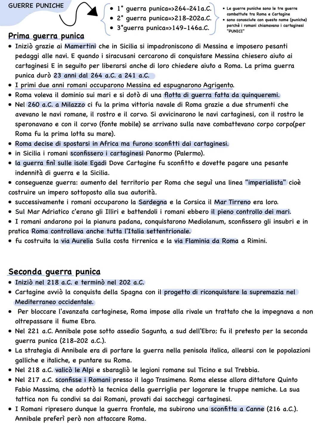 GUERRE PUNICHE
• 1° guerra punica=>264-241a.C.
• 2° guerra punica=>218-202a.C.
• 3°guerra punica=>149-146a.C.
• Le guerre puniche sono le tr