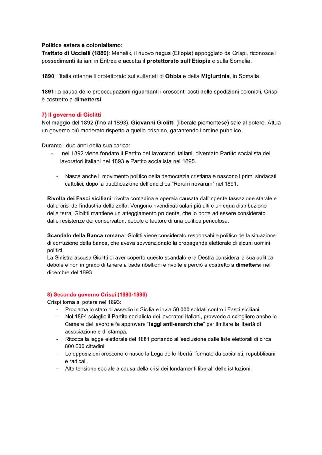 # DALLA SINISTRA STORICA ALLA CRISI DI FINE SECOLO

1) La Sinistra storica al potere: il programma politico sociale

1875-la Destra storica 