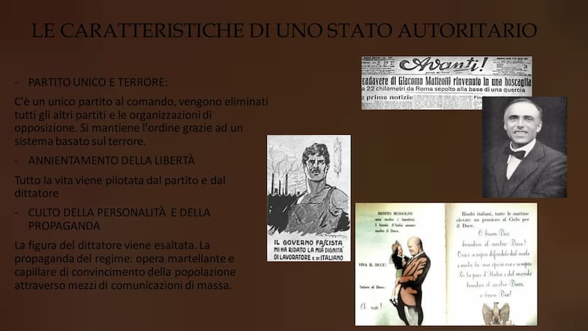 Ⓒ
S
TOTALITARISMO TOTALITARISMO
Il totalitarismo è un "sistema
politico autoritario in cui tutti i
poteri sono concentrati in un unico
parti