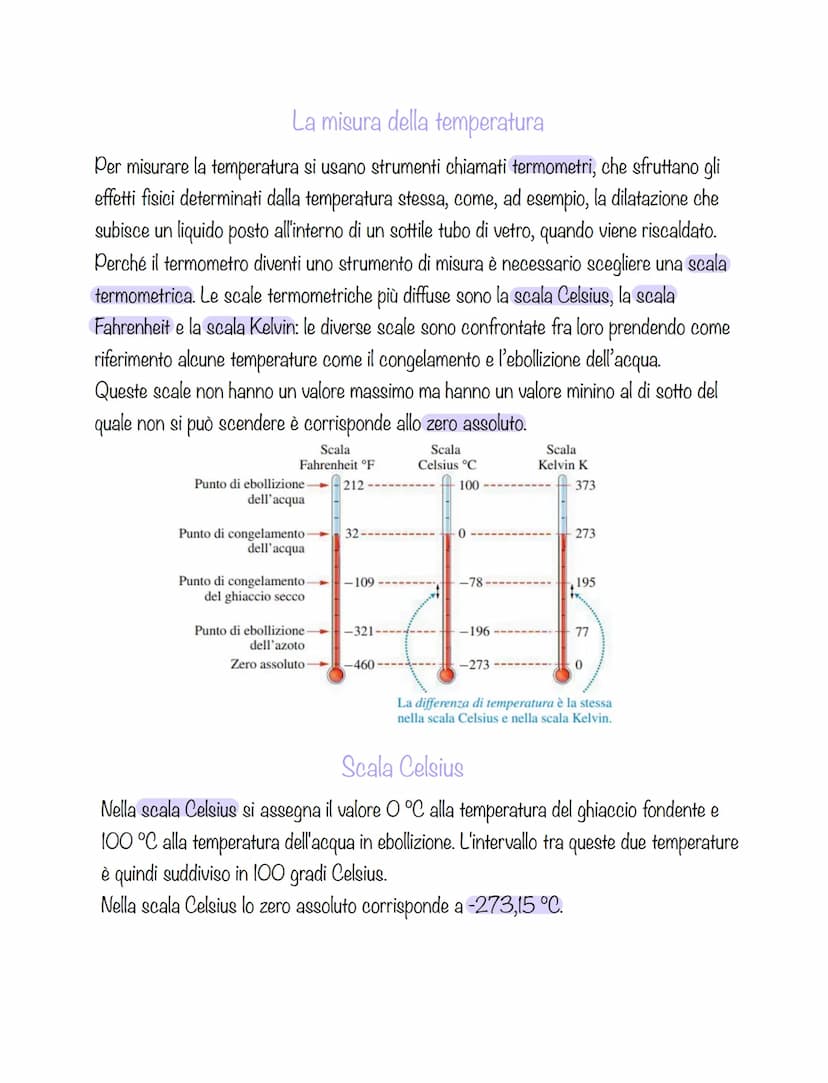 La temperatura e il calore
Il contatto di due persone con uno stesso oggetto risulta essere soggettivo. In fisica
la grandezza che ci da lo 