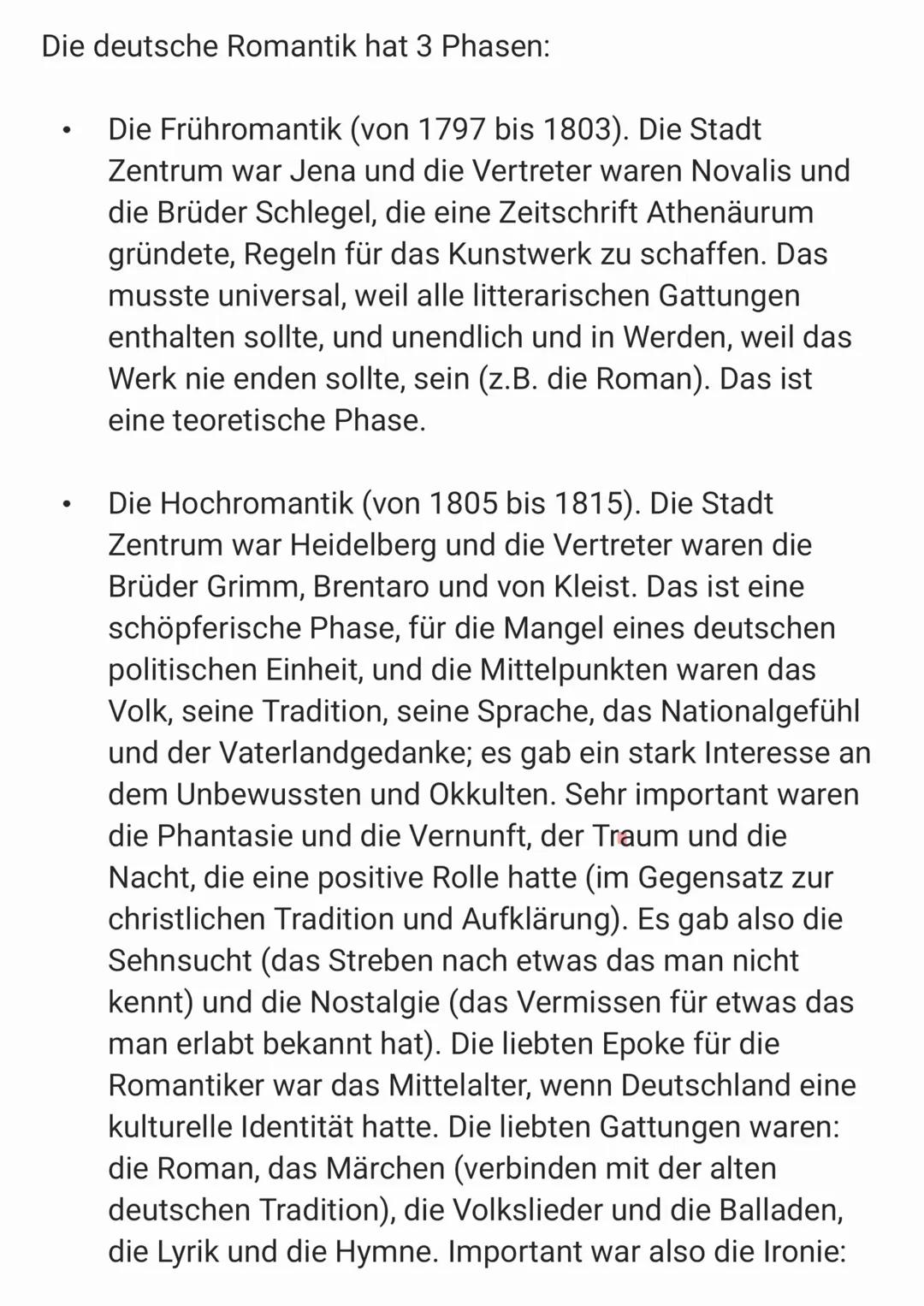 Die Romantik
Die Romantik war eine kulturelle Bewegung, die alle Gebiete
der Kunst betrifft. Sie entstand und entwickelte sich in
Deutschlan