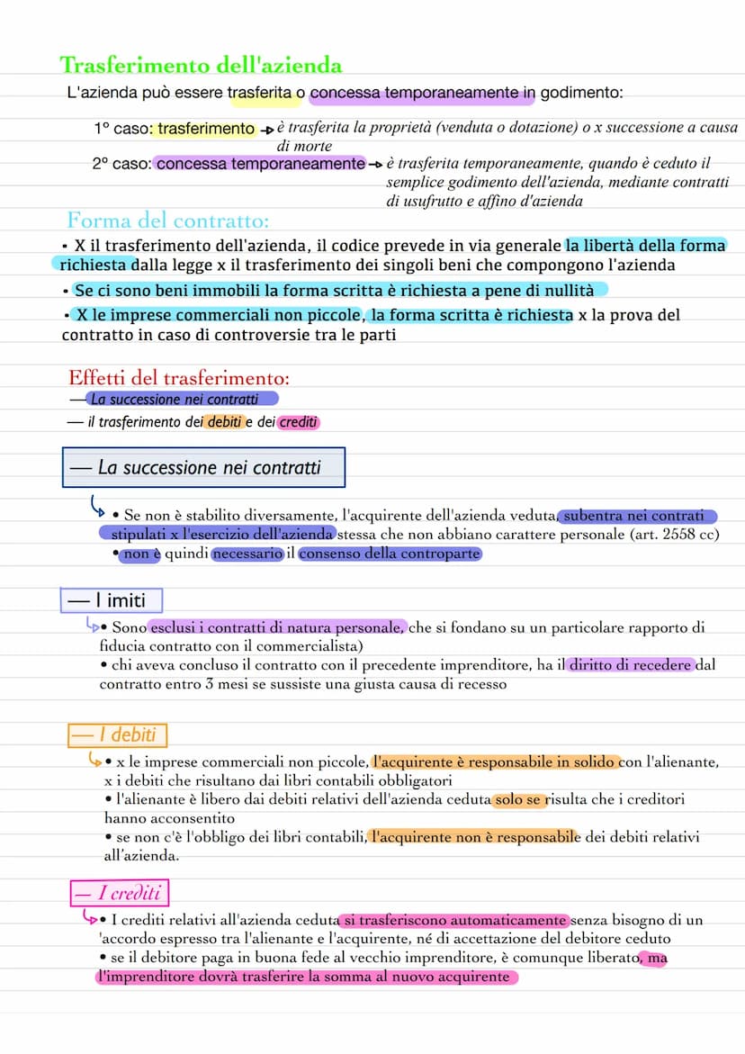 Azienda
•è il complesso dei beni organizzati dell'imprenditore x l'esercizio
dell'impresa (art. 2555 cc)
comprende beni materiali (beni mobi