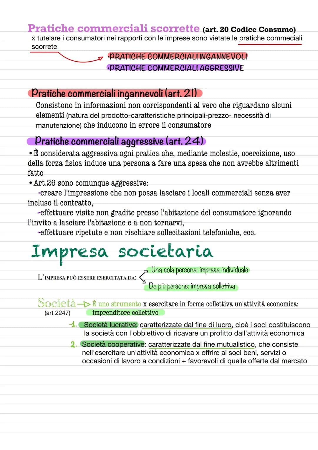 Azienda
•è il complesso dei beni organizzati dell'imprenditore x l'esercizio
dell'impresa (art. 2555 cc)
comprende beni materiali (beni mobi