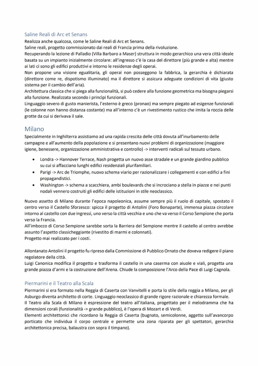 Architettura neoclassica
L'architettura classica rappresentava al meglio l'ordine e la funzionalità, bisognava tornare a quando gli edifici
