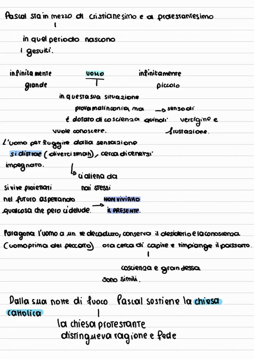 Pascal
era un maremati ↳s si pone
coma anche un
uomo di fede
domande Esistenziali
a differenza delle domande sulla
VITA
•1623 in Francia
• S