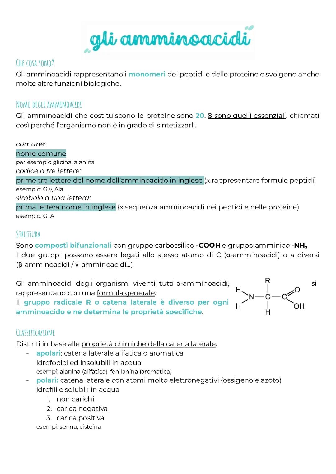 Tutto su Amminoacidi e Proteine: Struttura e Denaturazione