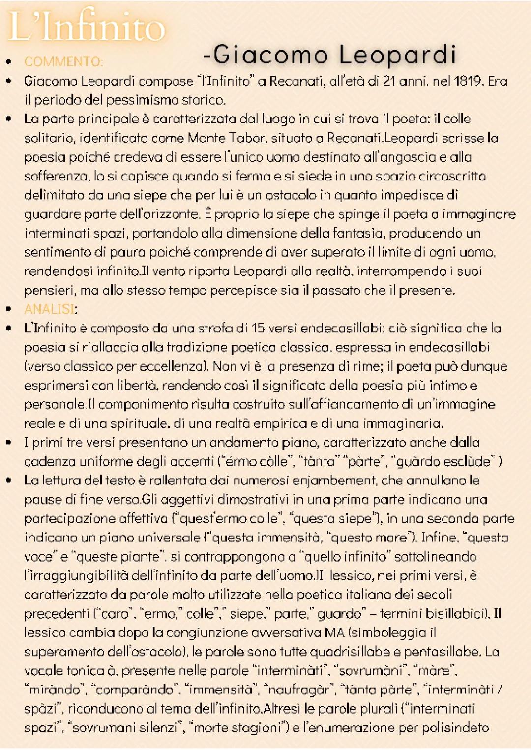 Analisi del testo de L'Infinito di Leopardi
