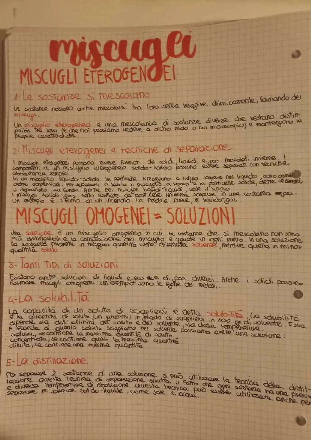 Miscugli, solubilità e distillazione