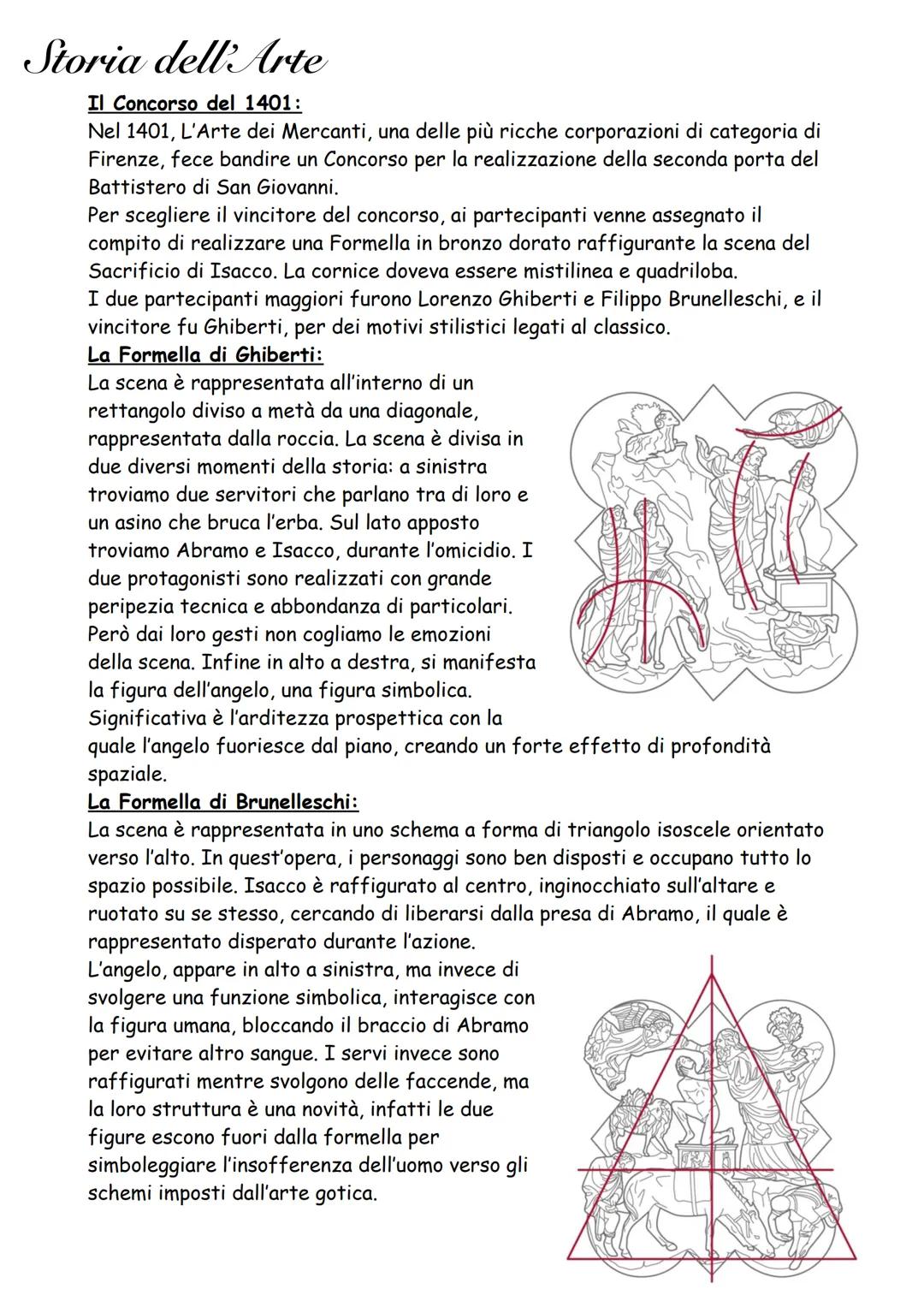 Storia dell'Arte
Il Concorso del 1401:
Nel 1401, L'Arte dei Mercanti, una delle più ricche corporazioni di categoria di
Firenze, fece bandir