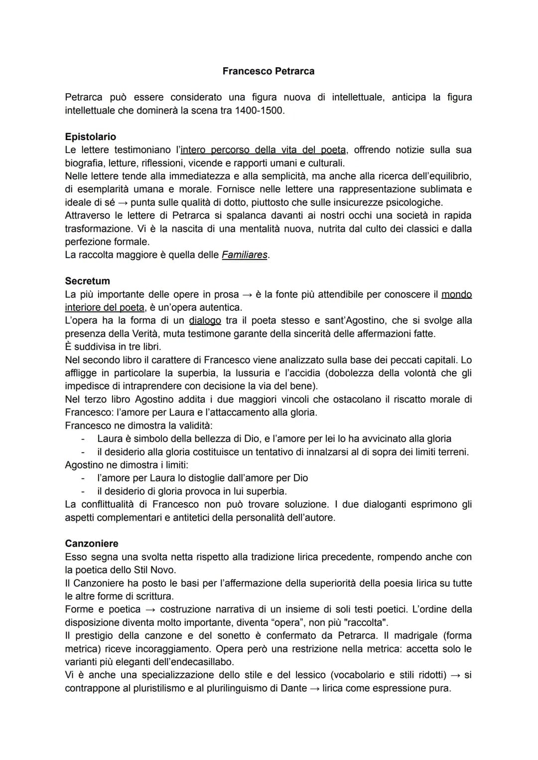 Francesco Petrarca
Petrarca può essere considerato una figura nuova di intellettuale, anticipa la figura
intellettuale che dominerà la scena
