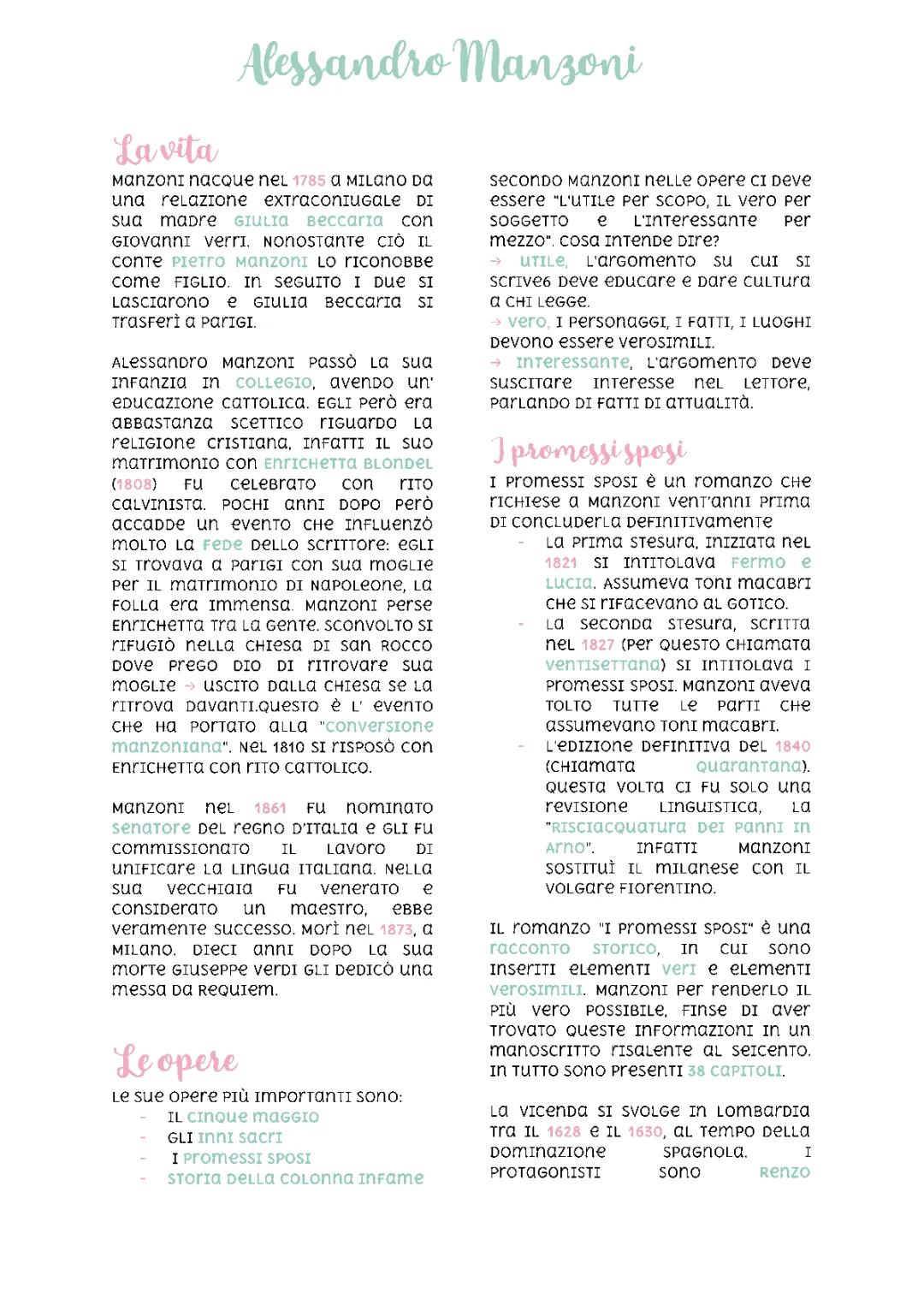 Alessandro Manzoni: Vita, Opere e Sintesi Completa