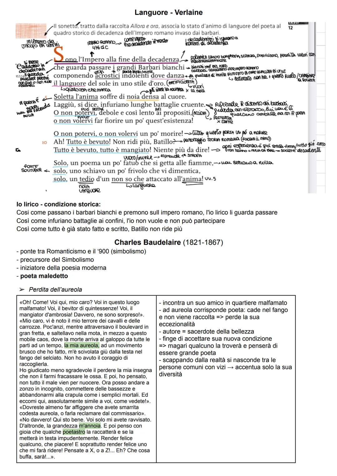 Decadentismo (1860-1900)
→ corrente letteraria → da Romanticismo, riprende tendenze più estreme (no vera scuola→ autori # tra loro)
→ unisce
