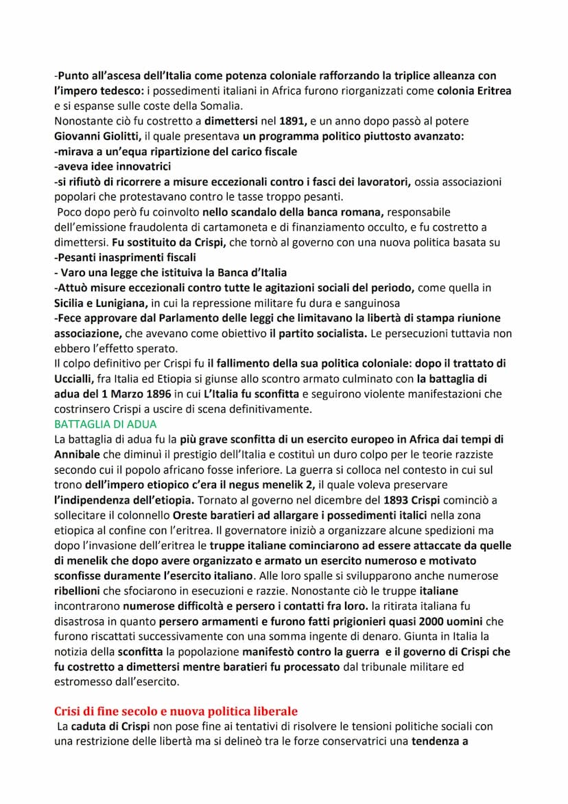 Storia 21 L'Italia dal 1870-914
L'Italia liberale
Il periodo compreso tra il 1870 con la presa di Roma e il 1914 con lo scoppio della prima
