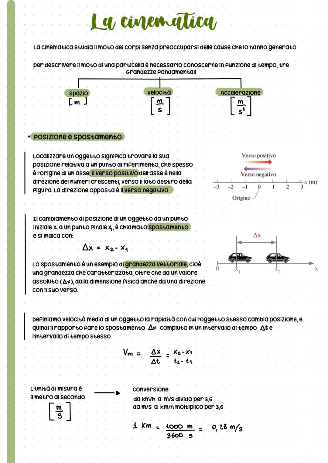 La cinematica studia il moto dei corpi senza preoccuparsi delle cause che lo hanno generato
La cinematica
per descrivere il moto di una part