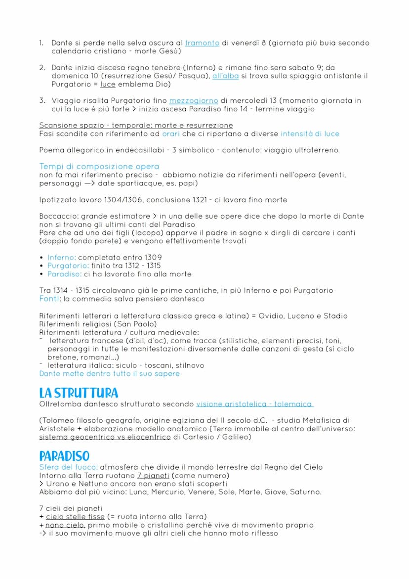 Poema di terzine di endecasillabi
> importante x risvolto teologico, spirituale: narra il viaggio di Dante attraverso
i tre regni dell'oltre