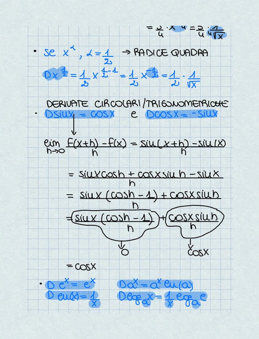 Derivate
Prima di definire le derivate va definito il concetto di tangente
Retta Tangente a una curva- è la retta limite a cui tendono
tutte