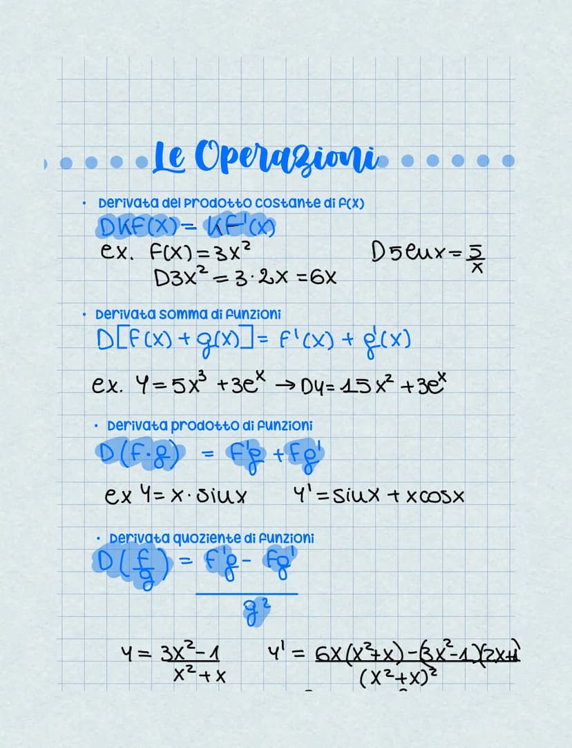 Derivate
Prima di definire le derivate va definito il concetto di tangente
Retta Tangente a una curva- è la retta limite a cui tendono
tutte