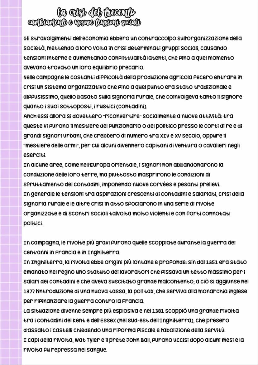 la crisi del trecento
i fattori della crisi
nel periodo compreso tra l'11 e l'ultimo quarto del 13 secolo vide l'Europa in una forte crescit