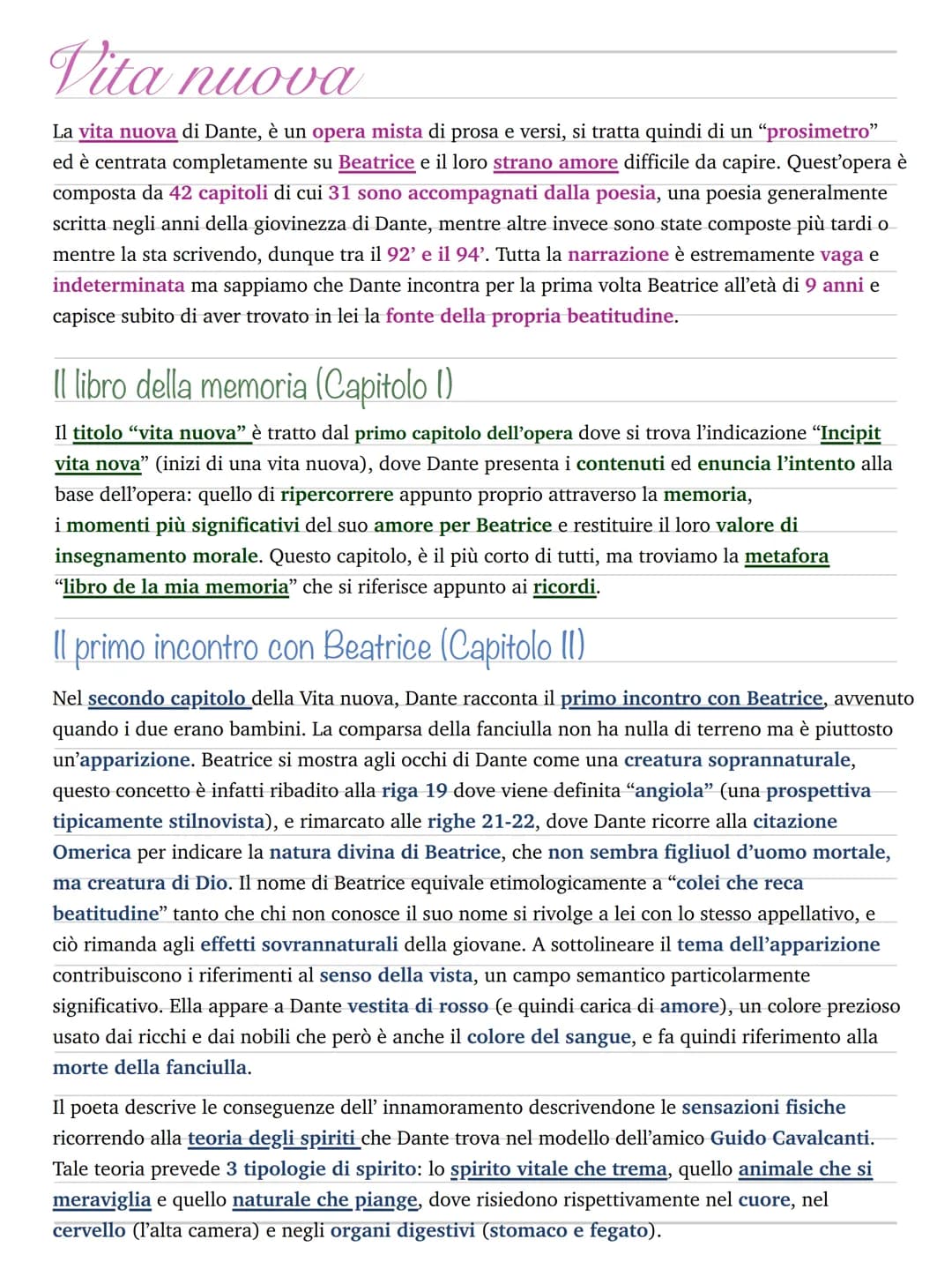 Vita nuova
La vita nuova di Dante, è un opera mista di prosa e versi, si tratta quindi di un "prosimetro"
ed è centrata completamente su Bea