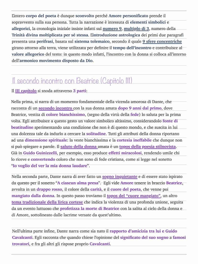Vita nuova
La vita nuova di Dante, è un opera mista di prosa e versi, si tratta quindi di un "prosimetro"
ed è centrata completamente su Bea