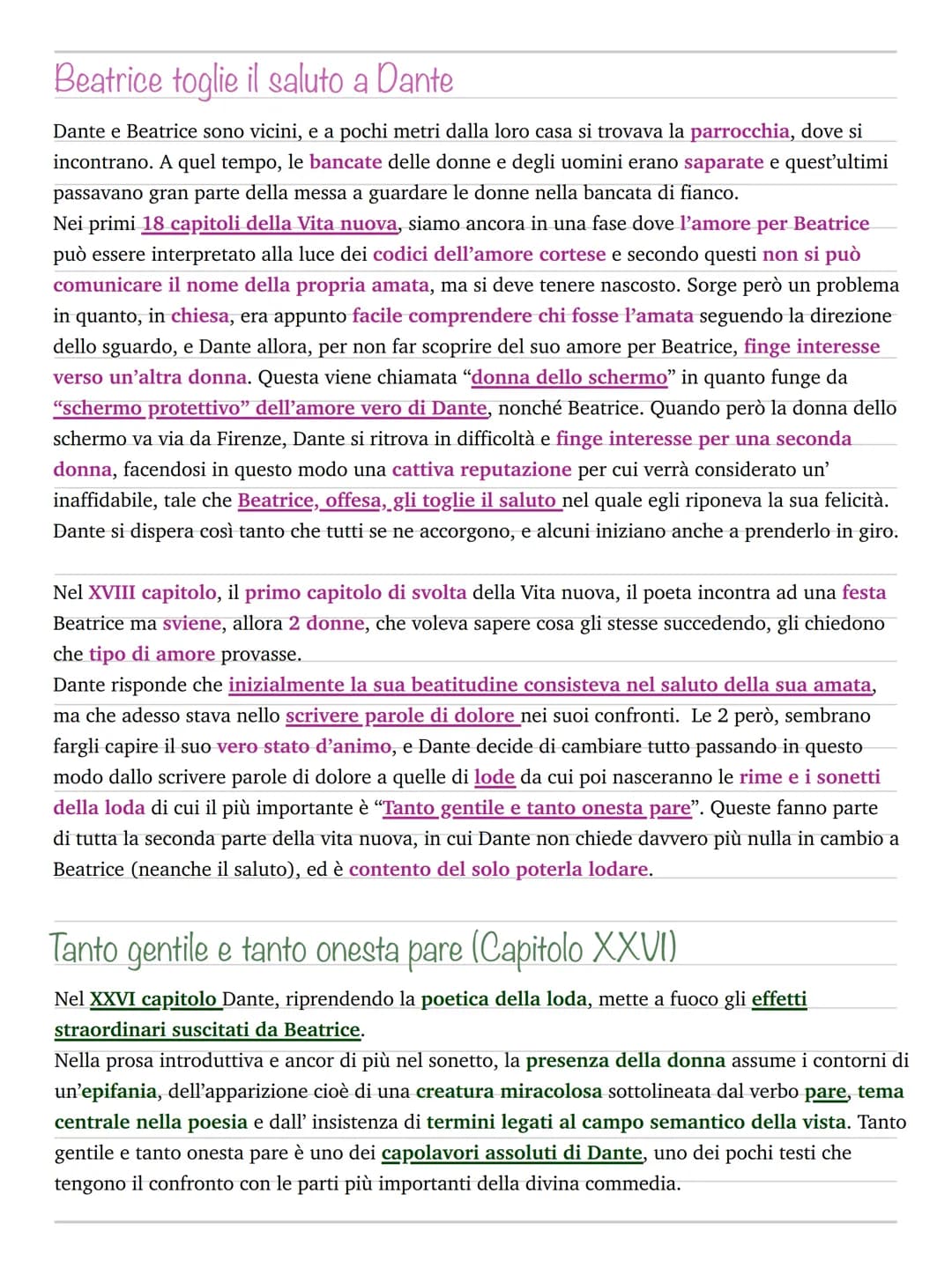 Vita nuova
La vita nuova di Dante, è un opera mista di prosa e versi, si tratta quindi di un "prosimetro"
ed è centrata completamente su Bea