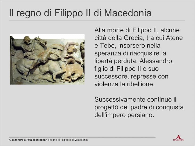 Alessandro
e l'età ellenistica
EDUCATION Per cominciare
EDUCATION I processi
Sparta e Tebe tentano di
imporre la propria egemonia
sulla Grec
