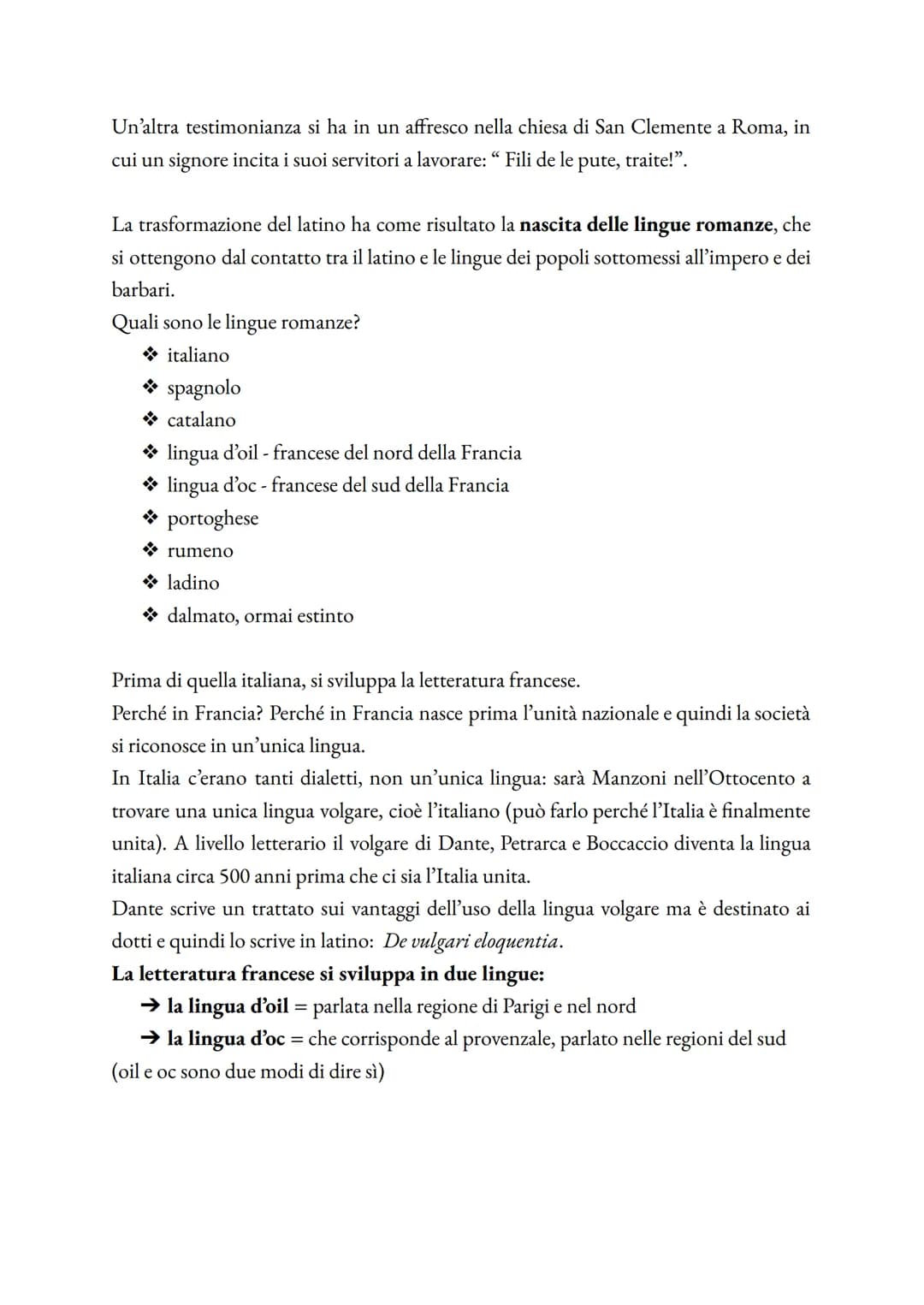 LATINO, VOLGARE E LINGUE ROMANZE
Il latino nasce intorno all'VIII secolo a.C. e il suo uso orale termina intorno al IX
secolo d.C. → cioè qu