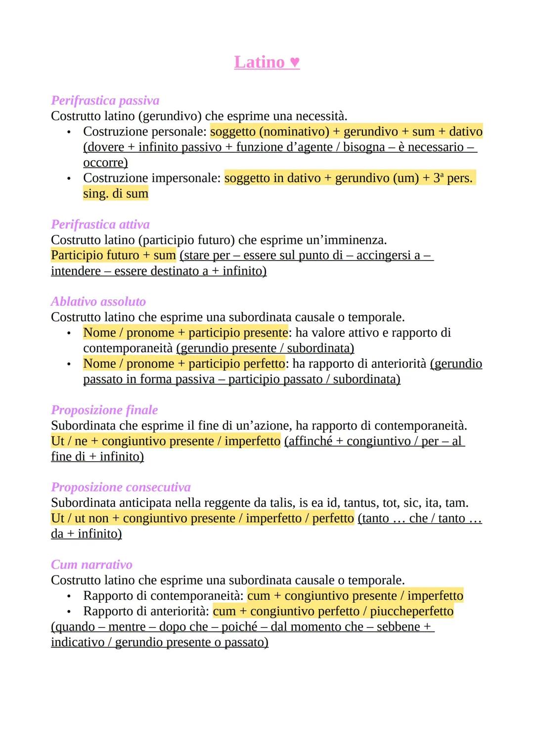 Riassunti Completi di Grammatica Latina: Perifrastica e 5 Declinaioni
