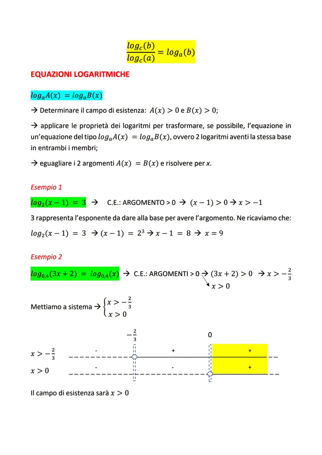 loga(b) = c
asi chiama base ed è un numero maggiore di 0 e diverso da 1;
b→ si chiama argomento ed è un numero maggiore di 0;
C è l'esponent