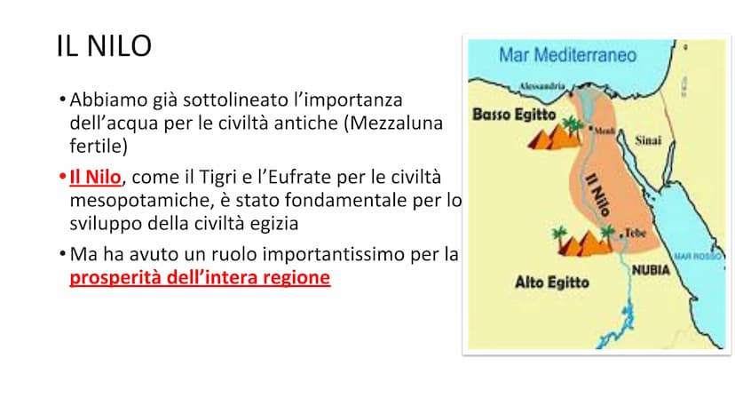 Wlad Ky
14
||1|ool
Fell
GLI EGIZI IL NILO
• Abbiamo già sottolineato l'importanza
dell'acqua per le civiltà antiche (Mezzaluna
fertile)
•Il 