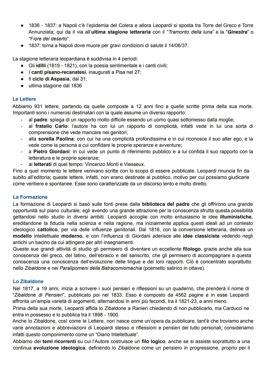 LEOPARDI
La Vita
La vicenda di Leopardi si svolge durante il Romanticismo, egli presenta una posizione totalmente
classicista ma resta sensi